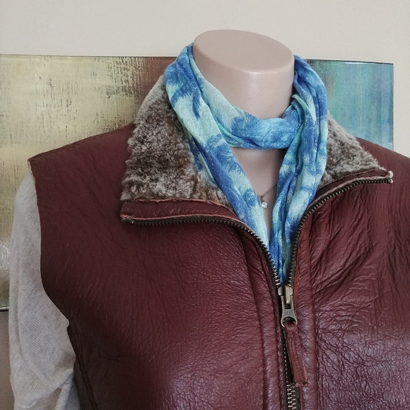 Blue Palm Tree Pattern Fringe Scarf Belt - Picture 6 of 6